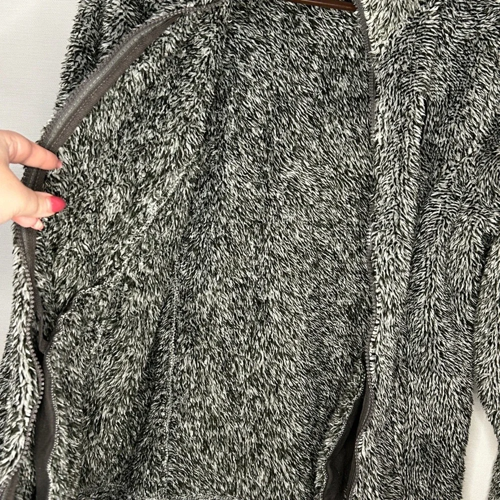 Disney Mickey Mouse Full Zip Fuzzy Fleece Jacket Black White Marled XS Fall